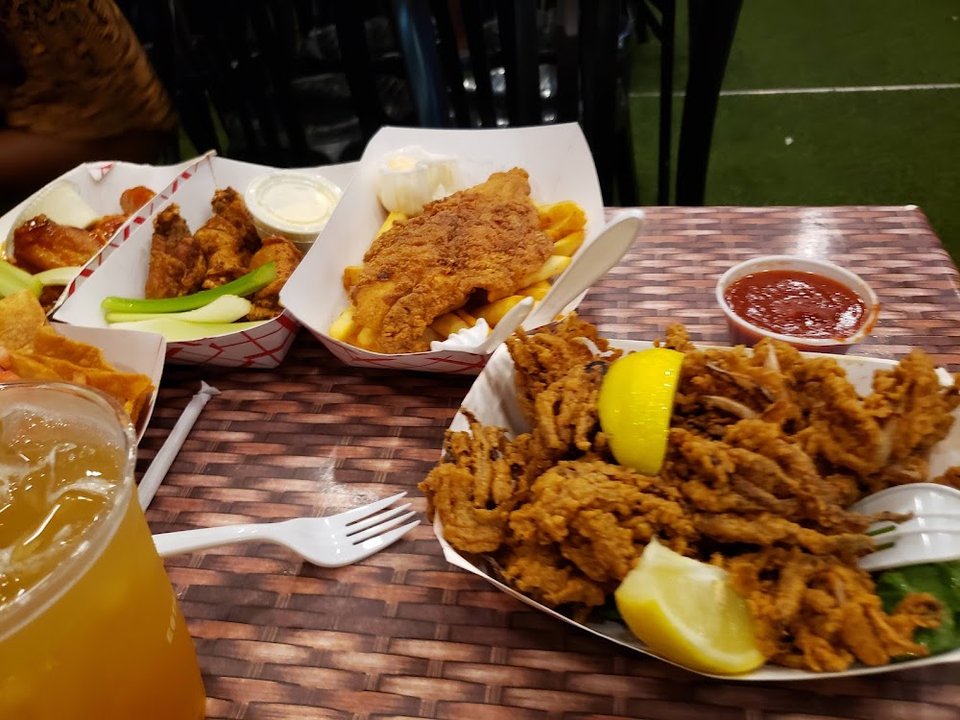 Fried Calamari Shrimp and Sea Scallops